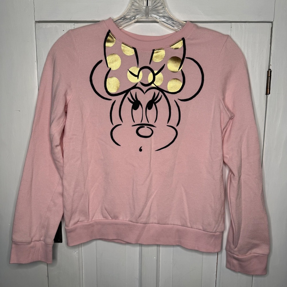 Disney Jumping Beans Girls Size 10 Pink Minnie Mouse Gold Bow Fleece Sweatshirt